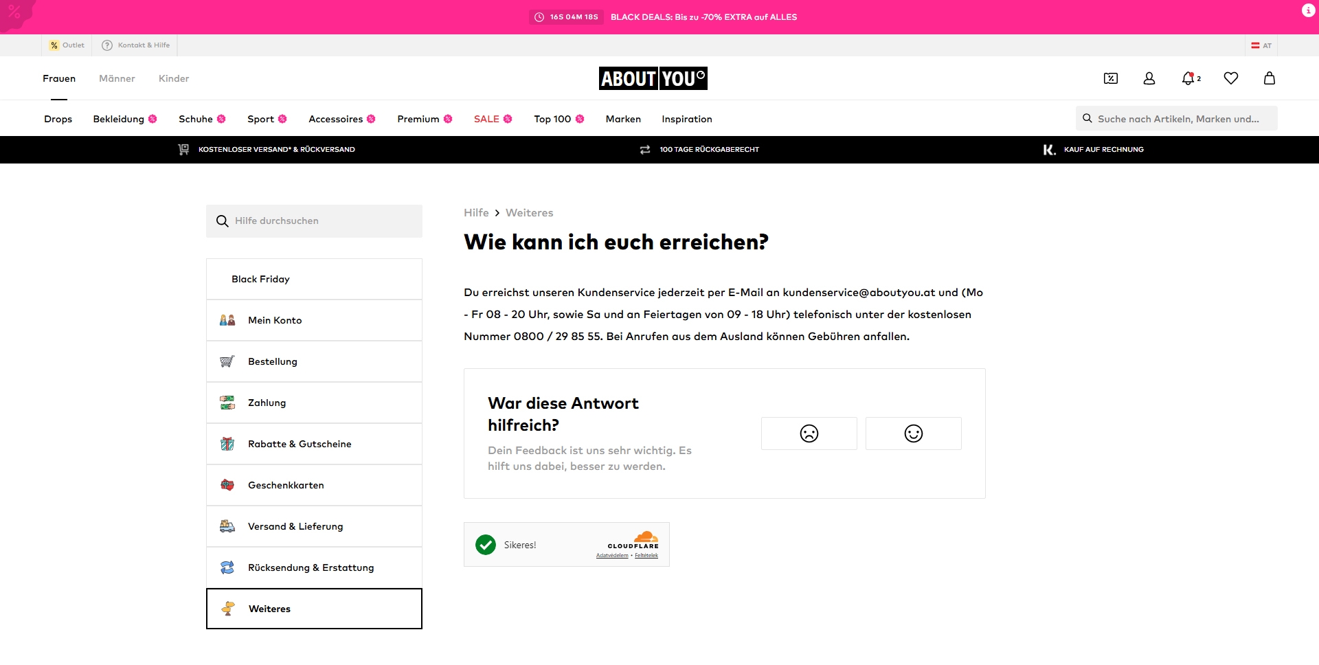 About you Kundenservice, Telefonnummer, Kontakt