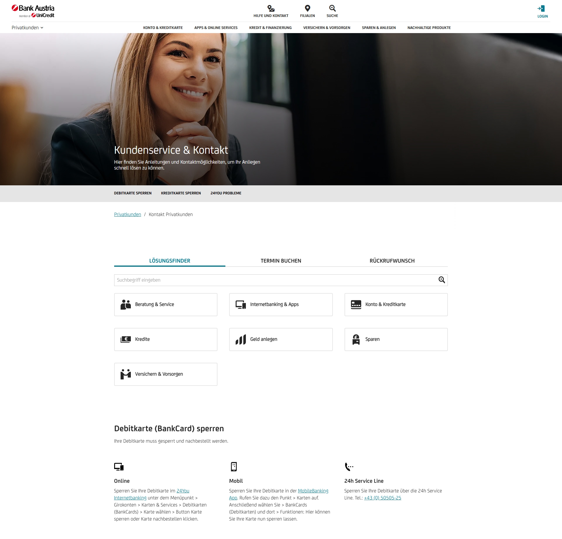 Bank Austria Kundenservice, Telefonnummer, Kontakt
