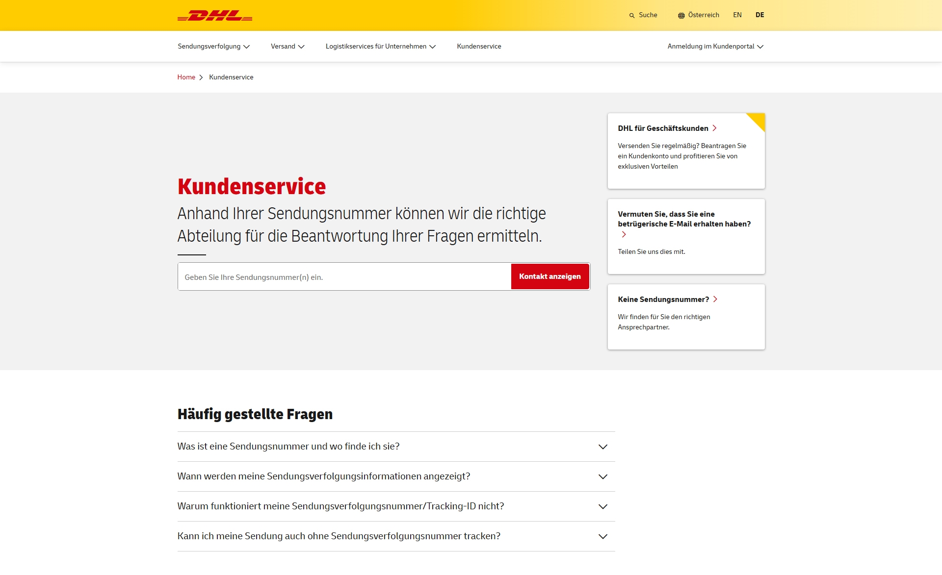 DHL Kundenservice, Telefonnummer, Kontakt