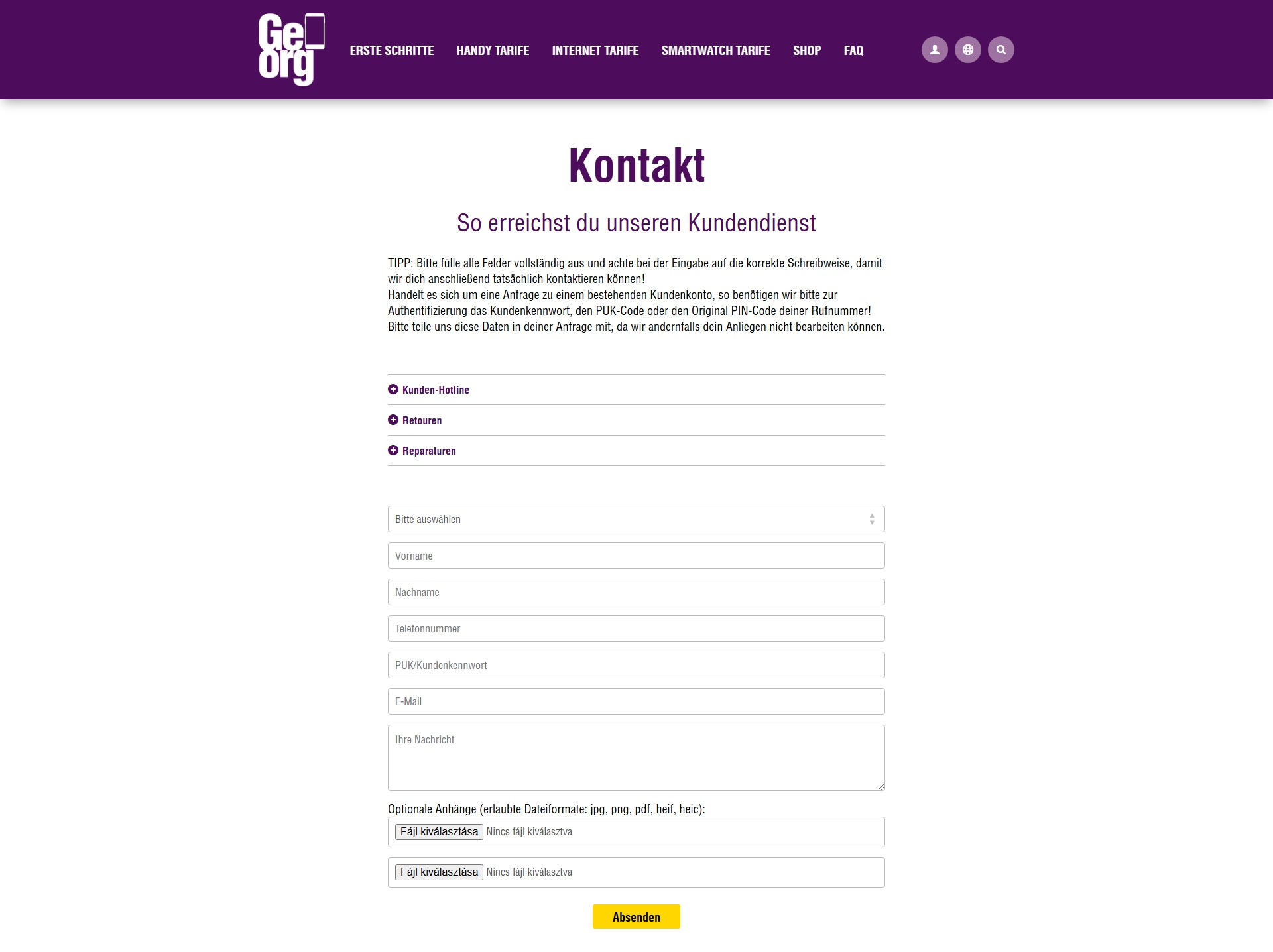 Georg Kundenservice, Telefonnummer, Kontakt