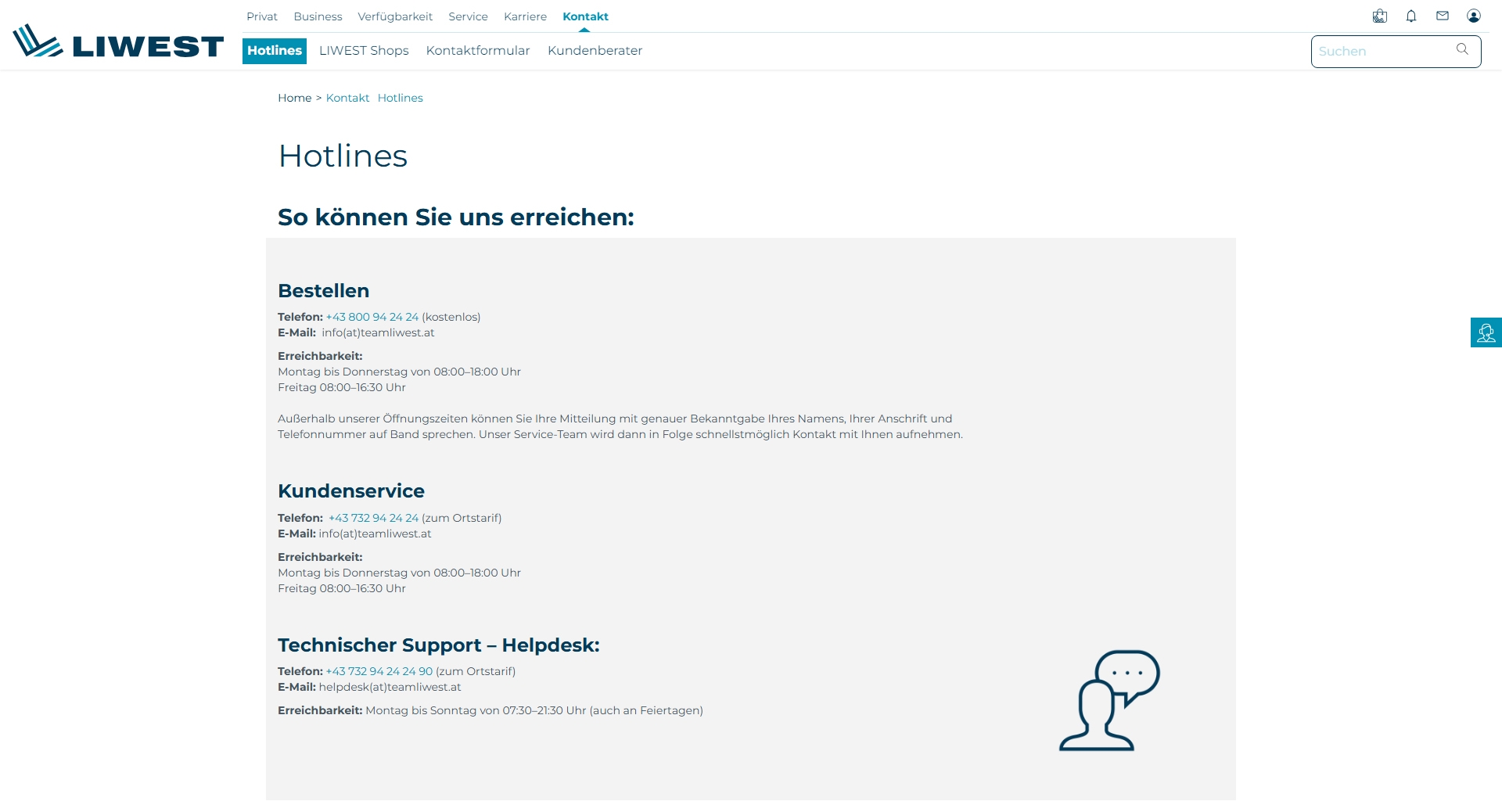 LIWEST Kundenservice, Telefonnummer, Kontakt