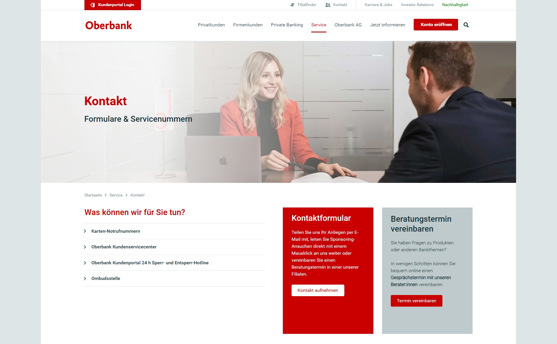Oberbank Kundenservice, Telefonnummer, Kontakt