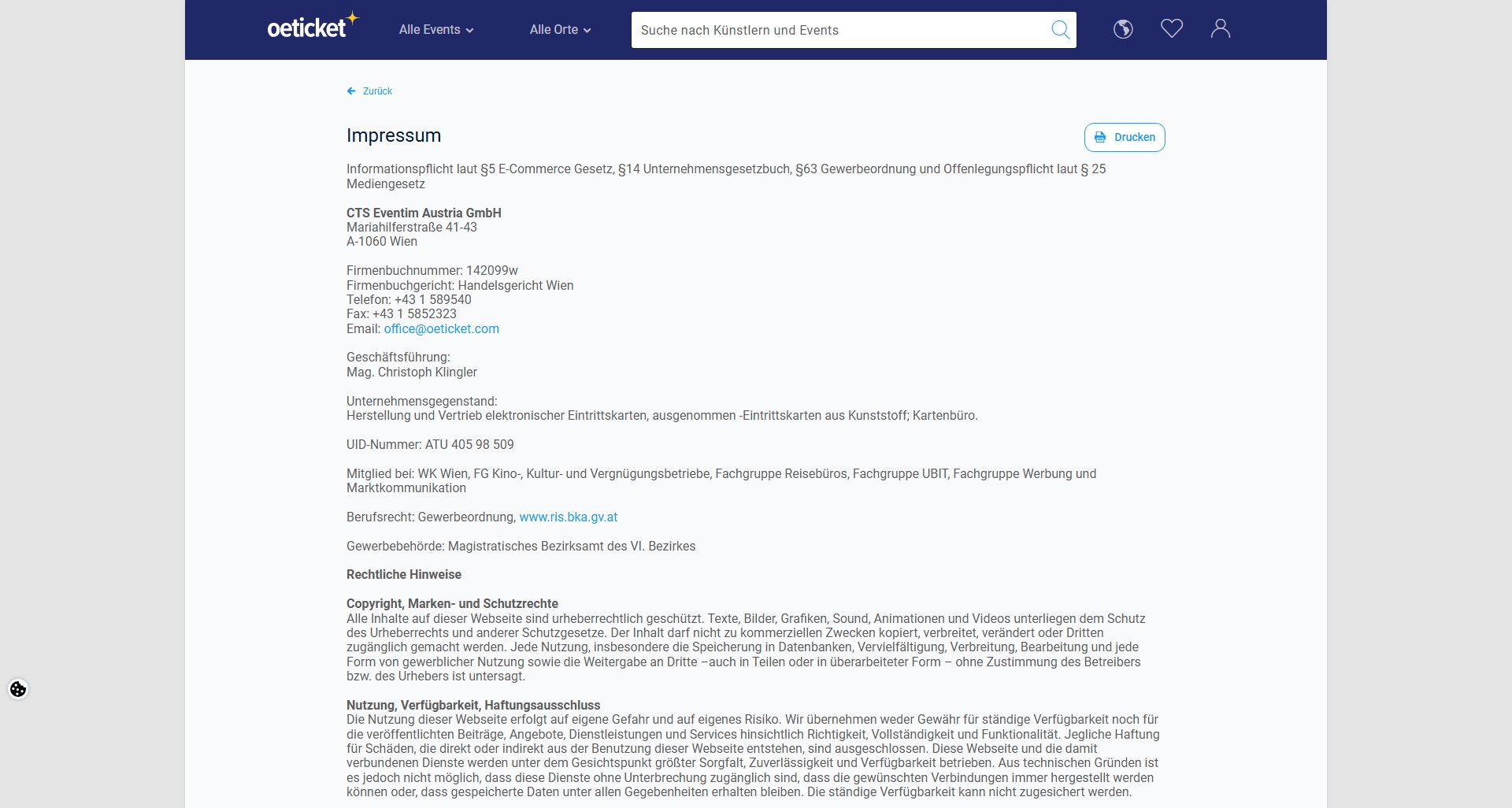 Oeticket Kundenservice, Telefonnummer, Kontakt