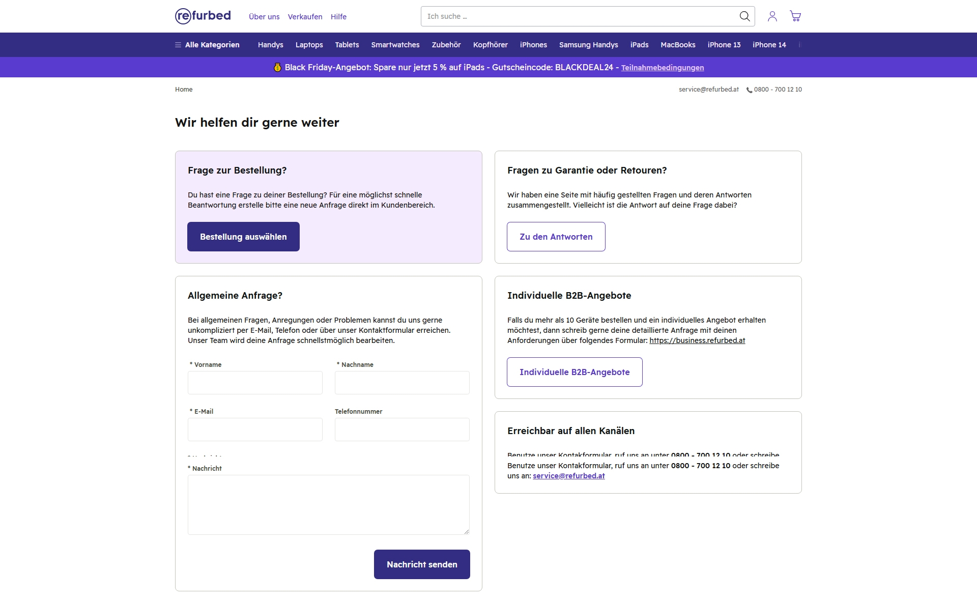 refurbed Kundenservice, Telefonnummer, Kontakt