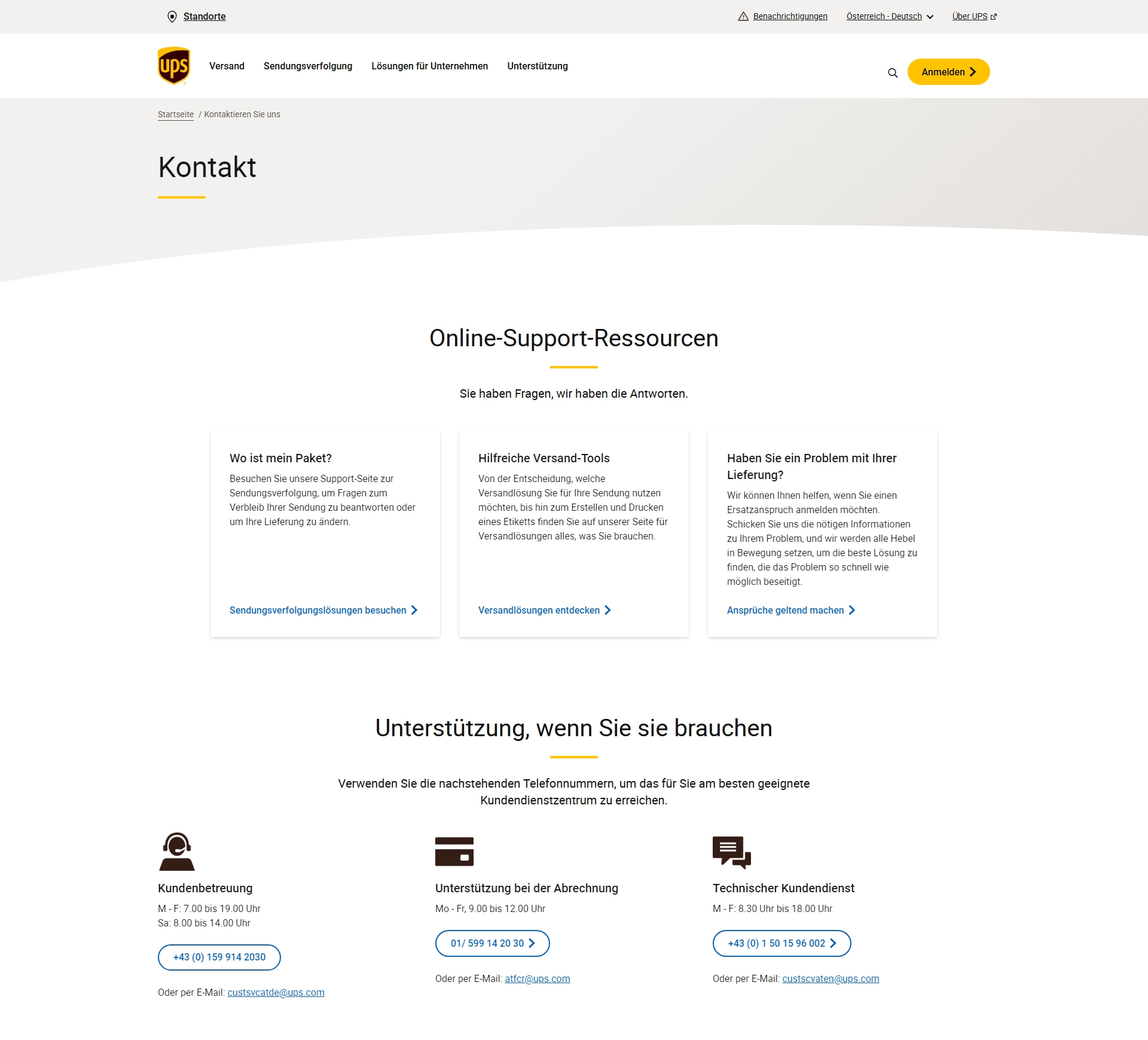UPS Kundenservice, Telefonnummer, Kontakt