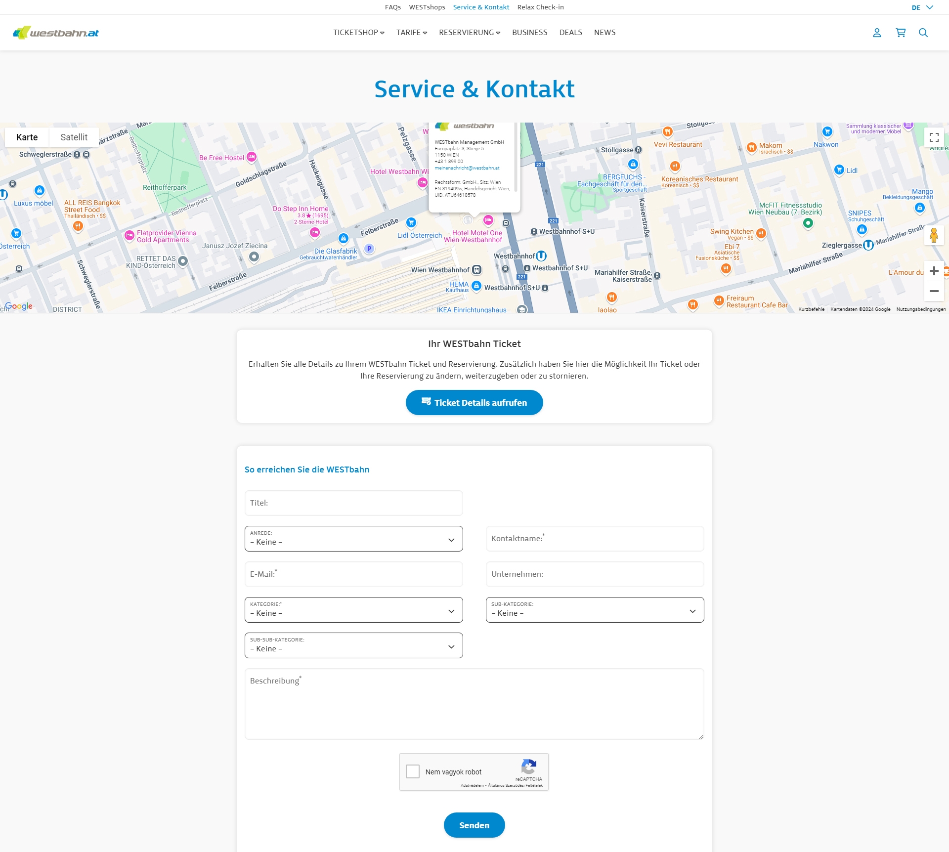 WESTbahn Kundenservice, Telefonnummer, Kontakt